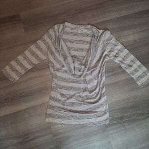 Charlotte Russe Deep Cowl Neck Quarter Sleeve Blouse
